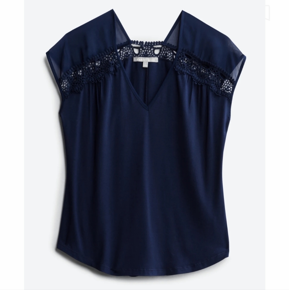 Daniel Rankin Carlin Lace Trim Knit Top NWOT Large